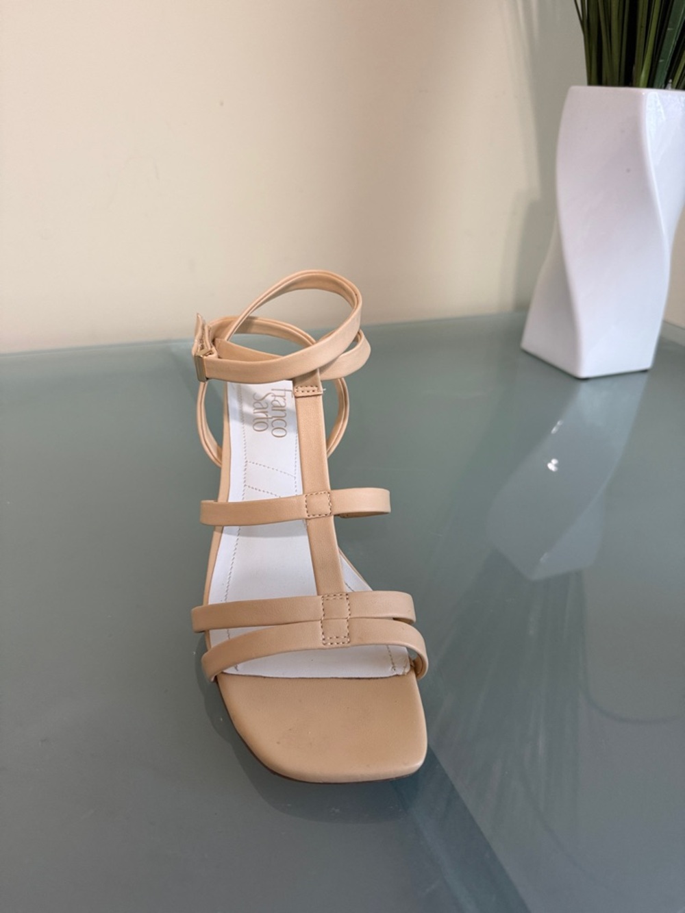 Franco Sarto Nude/Tan Strappy Block Heeled Sandals Size 8 - Picture 6 of 10